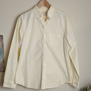 LL Bean Yellow Striped Button Down, Size M